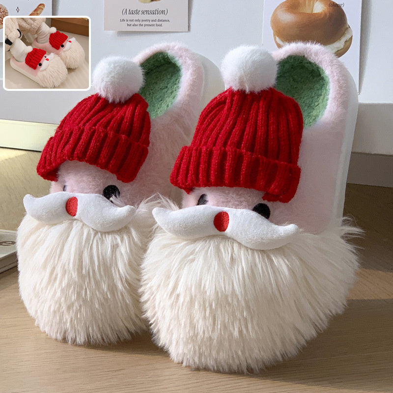 Cute Christmas Santa Claus Home Slippers Winter Warm Indoor Non-slip Floor Plush Shoes For Women - Bellarte Enchanté Cute Christmas Santa Claus Home Slippers Winter Warm Indoor Non-slip Floor Plush Shoes For Women